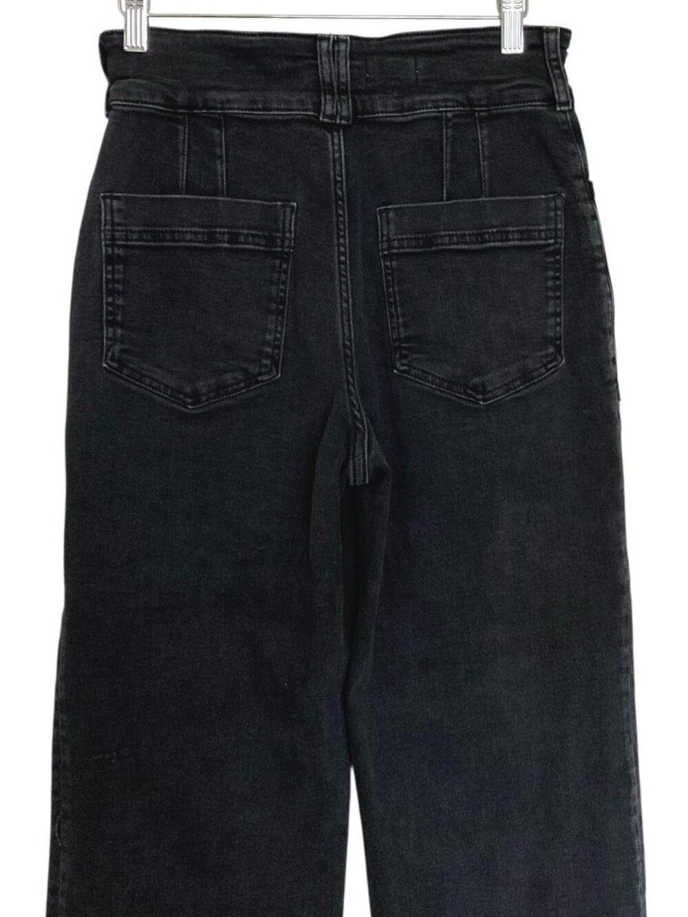 Pilcro x Anthropologie Wide Leg Cropped Utility High Rise Jeans Size 28P Black - Picture 6 of 9